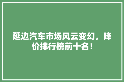延边汽车市场风云变幻，降价排行榜前十名！  第1张