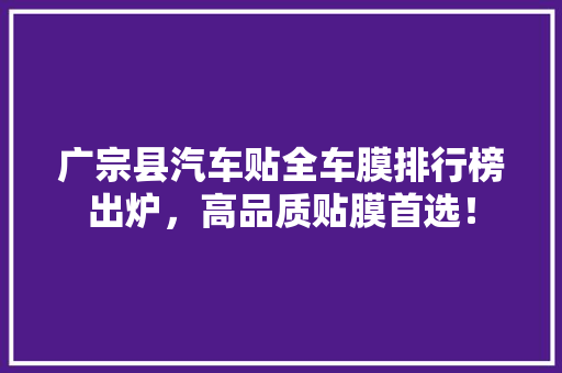 广宗县汽车贴全车膜排行榜出炉，高品质贴膜首选！  第1张
