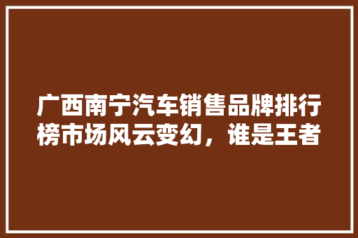 广西南宁汽车销售品牌排行榜市场风云变幻，谁是王者