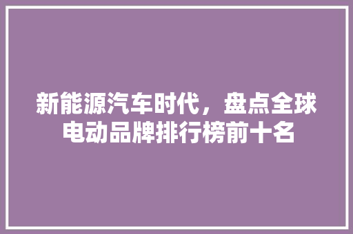 新能源汽车时代，盘点全球电动品牌排行榜前十名