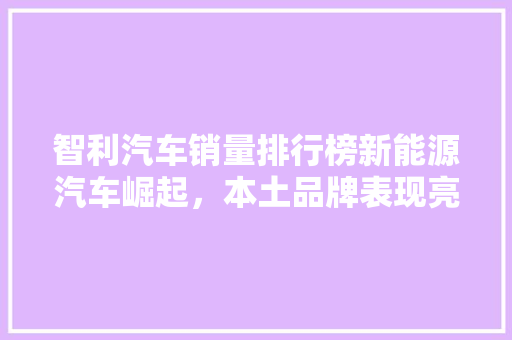智利汽车销量排行榜新能源汽车崛起，本土品牌表现亮眼