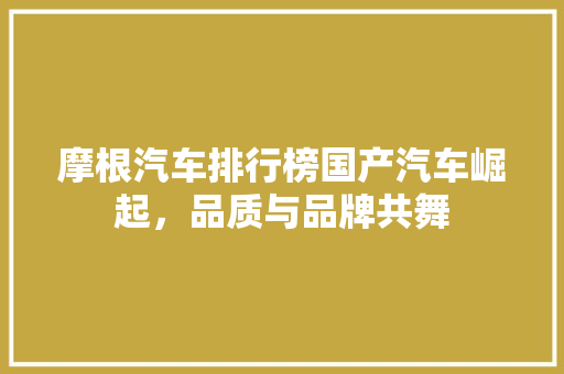摩根汽车排行榜国产汽车崛起，品质与品牌共舞