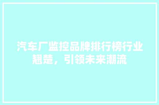 汽车厂监控品牌排行榜行业翘楚，引领未来潮流