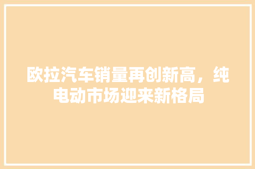 欧拉汽车销量再创新高，纯电动市场迎来新格局