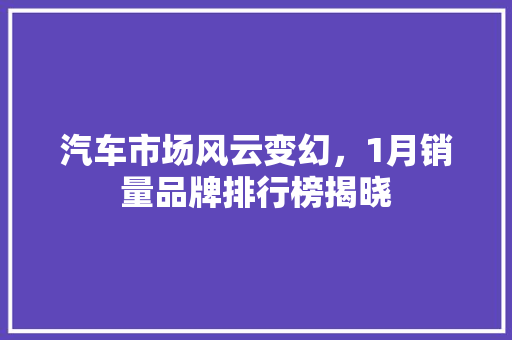 汽车市场风云变幻，1月销量品牌排行榜揭晓