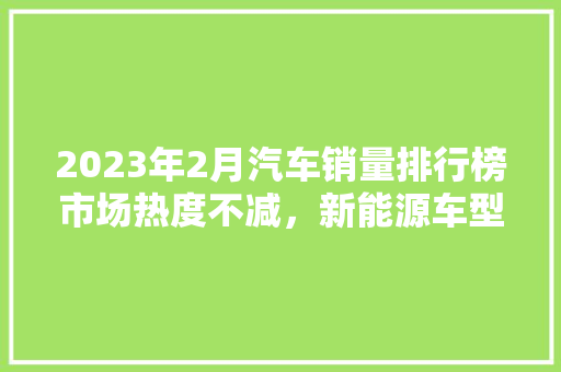 2023年2月汽车销量排行榜市场热度不减，新能源车型引领潮流