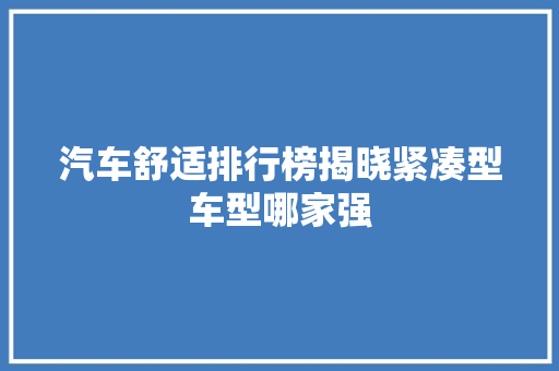 汽车舒适排行榜揭晓紧凑型车型哪家强