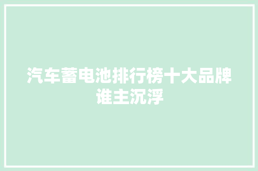 汽车蓄电池排行榜十大品牌谁主沉浮