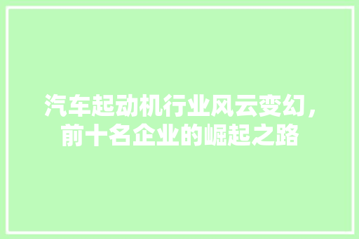 汽车起动机行业风云变幻，前十名企业的崛起之路  第1张