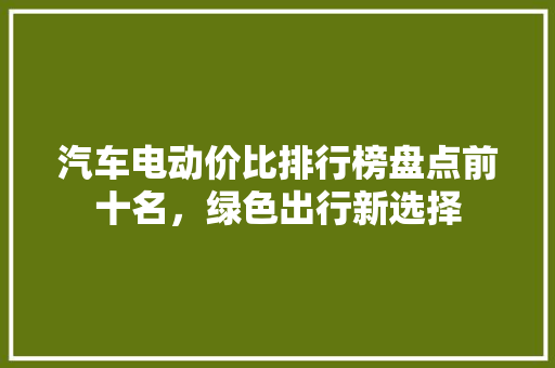 汽车电动价比排行榜盘点前十名，绿色出行新选择  第1张
