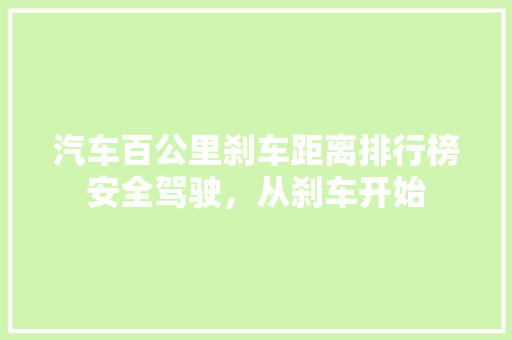 汽车百公里刹车距离排行榜安全驾驶，从刹车开始  第1张