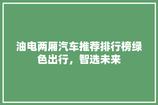 油电两厢汽车推荐排行榜绿色出行，智选未来  第1张