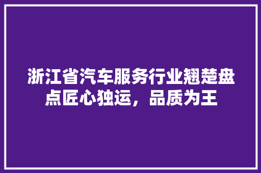 浙江省汽车服务行业翘楚盘点匠心独运，品质为王