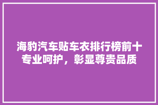 海豹汽车贴车衣排行榜前十专业呵护，彰显尊贵品质