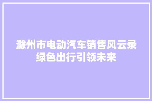 滁州市电动汽车销售风云录绿色出行引领未来  第1张