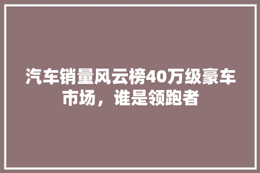 汽车销量风云榜40万级豪车市场，谁是领跑者