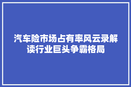 汽车险市场占有率风云录解读行业巨头争霸格局  第1张