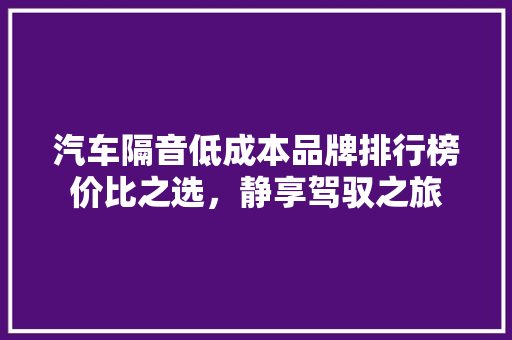 汽车隔音低成本品牌排行榜价比之选，静享驾驭之旅