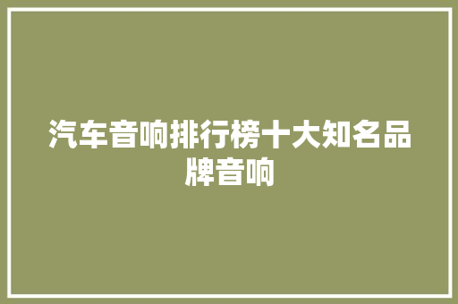汽车音响排行榜十大知名品牌音响