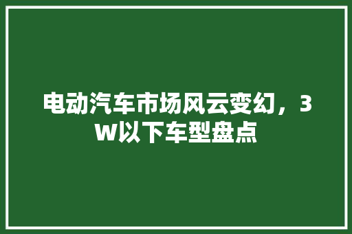 电动汽车市场风云变幻，3W以下车型盘点