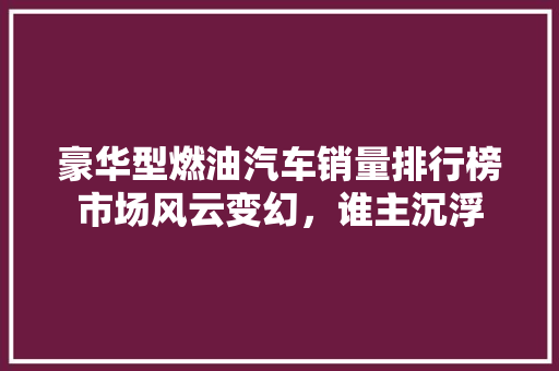 豪华型燃油汽车销量排行榜市场风云变幻，谁主沉浮  第1张
