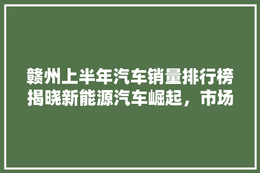 赣州上半年汽车销量排行榜揭晓新能源汽车崛起，市场格局再创新