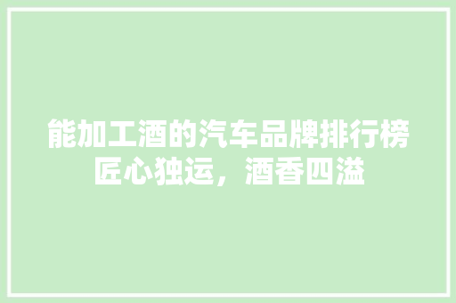 能加工酒的汽车品牌排行榜匠心独运，酒香四溢  第1张