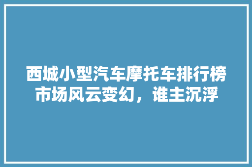 西城小型汽车摩托车排行榜市场风云变幻，谁主沉浮  第1张
