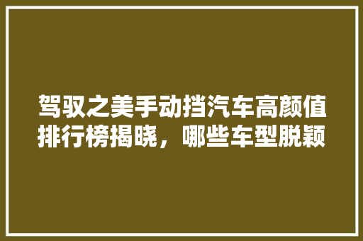 驾驭之美手动挡汽车高颜值排行榜揭晓，哪些车型脱颖而出  第1张