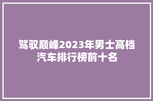 驾驭巅峰2023年男士高档汽车排行榜前十名  第1张