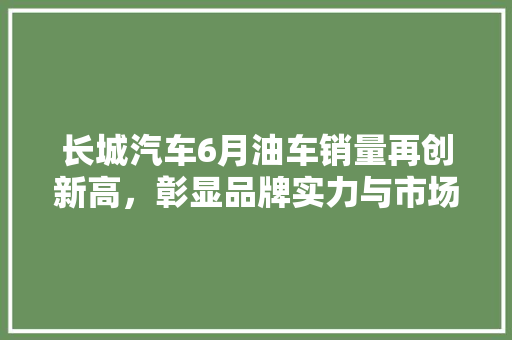 长城汽车6月油车销量再创新高，彰显品牌实力与市场竞争力  第1张