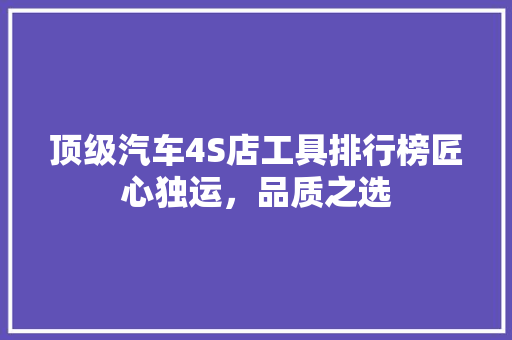 顶级汽车4S店工具排行榜匠心独运，品质之选