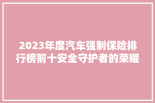 2023年度汽车强制保险排行榜前十安全守护者的荣耀榜
