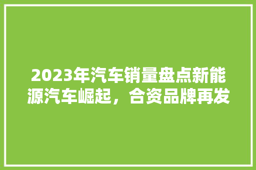 2023年汽车销量盘点新能源汽车崛起，合资品牌再发力