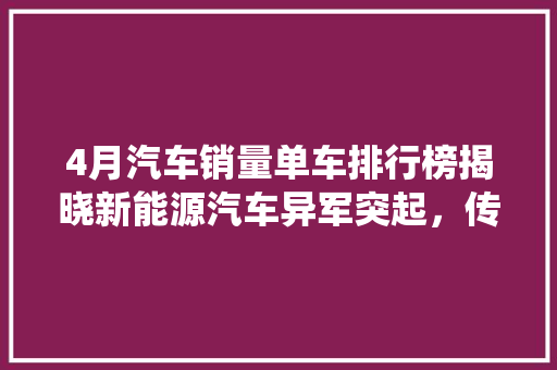4月汽车销量单车排行榜揭晓新能源汽车异军突起，传统车企面临挑战  第1张