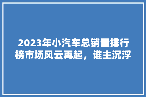 2023年小汽车总销量排行榜市场风云再起，谁主沉浮  第1张