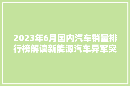 2023年6月国内汽车销量排行榜解读新能源汽车异军突起，市场格局再掀风云  第1张