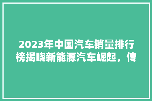 2023年中国汽车销量排行榜揭晓新能源汽车崛起，传统车企面临挑战  第1张
