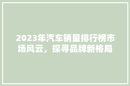 2023年汽车销量排行榜市场风云，探寻品牌新格局