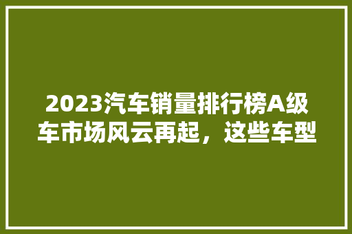 2023汽车销量排行榜A级车市场风云再起，这些车型引领潮流  第1张