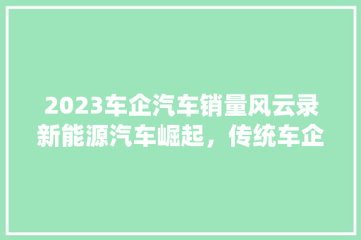 2023车企汽车销量风云录新能源汽车崛起，传统车企积极转型
