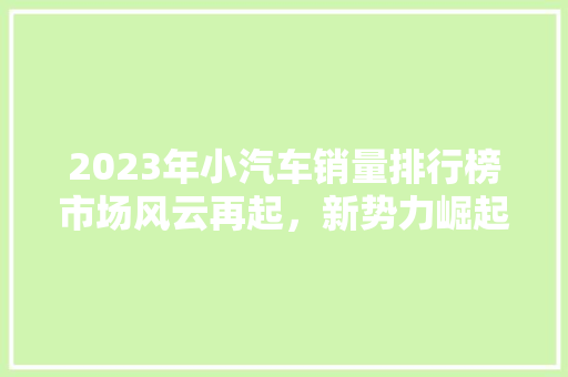 2023年小汽车销量排行榜市场风云再起，新势力崛起  第1张