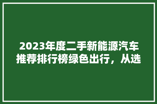 2023年度二手新能源汽车推荐排行榜绿色出行，从选择开始  第1张