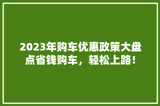 2023年购车优惠政策大盘点省钱购车，轻松上路！