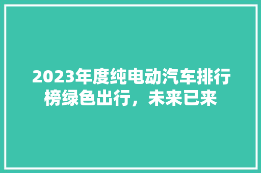 2023年度纯电动汽车排行榜绿色出行，未来已来