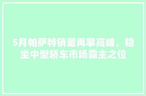 5月帕萨特销量再攀高峰，稳坐中型轿车市场霸主之位