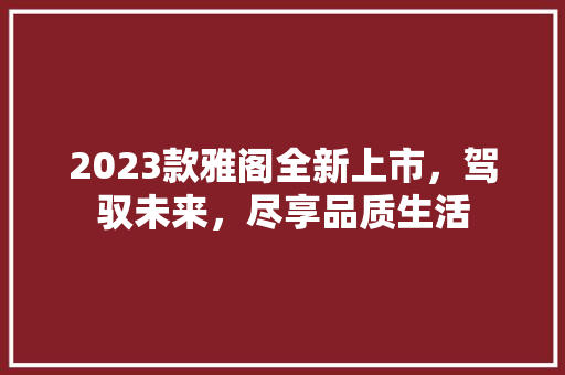 2023款雅阁全新上市，驾驭未来，尽享品质生活