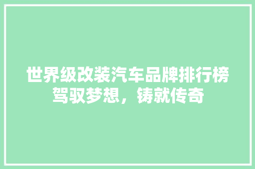 世界级改装汽车品牌排行榜驾驭梦想，铸就传奇