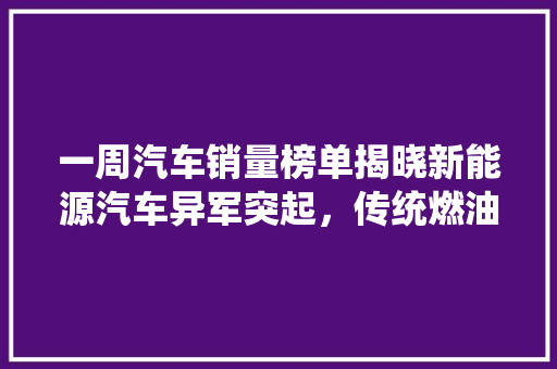 一周汽车销量榜单揭晓新能源汽车异军突起，传统燃油车遭遇挑战