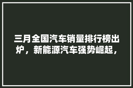 三月全国汽车销量排行榜出炉，新能源汽车强势崛起，传统燃油车面临挑战